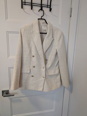 H&M/Double-Breasted Blazer Jacket in Ivory Sz S